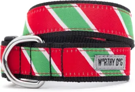 The Worthy Dog Holiday Stripe Collar: Durable & Stylish Adjustable Collar for Dogs of All Ages & Sizes - Red, Medium The Worthy Dog Holiday Stripe Collar: Durable & Stylish Adjustable Collar for Dogs of All Ages & Sizes - Red, Medium