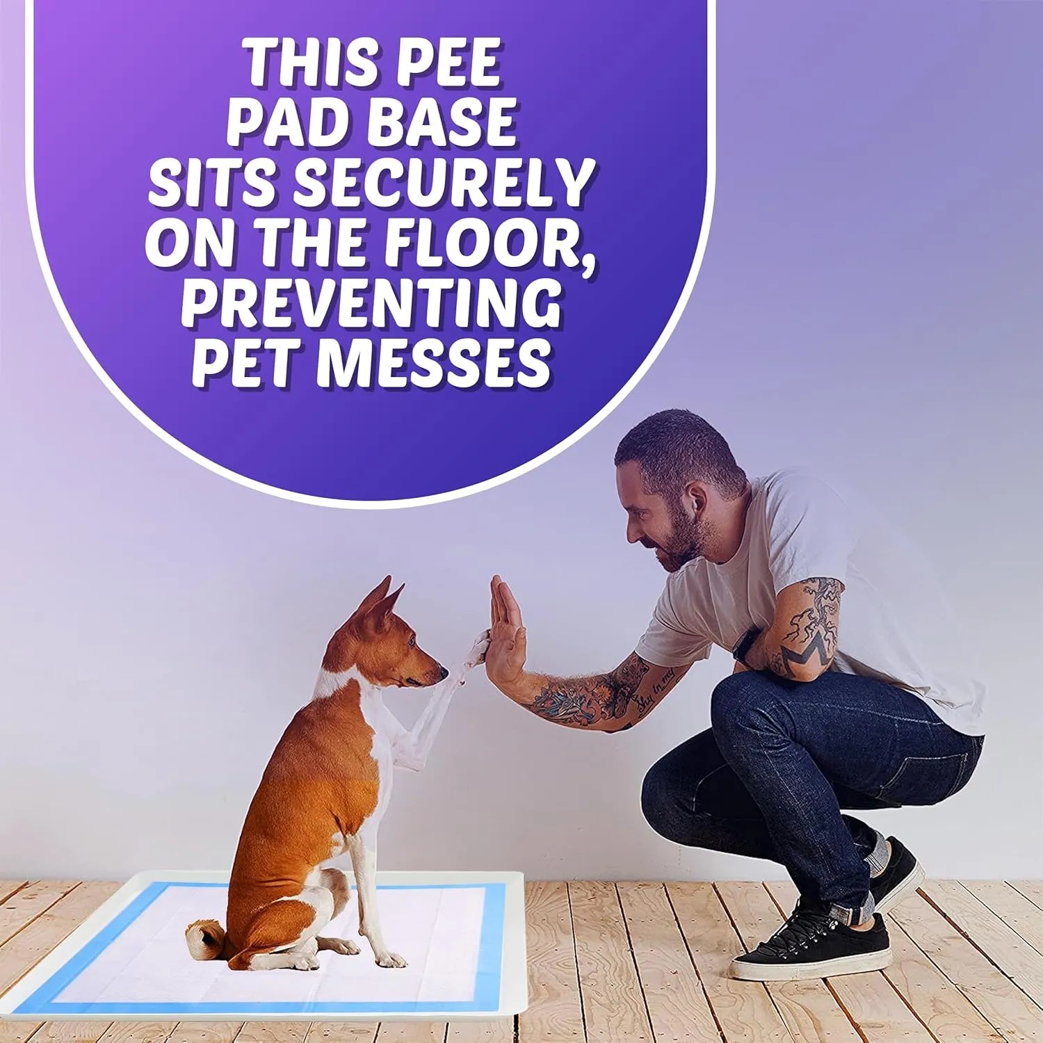 TidyFriend Silicone Pee Pad Holder Tray, 30 x 36 Inch No-Spill, Leakproof, Easy-to-Clean Pee Pad Holder for Dog (White)