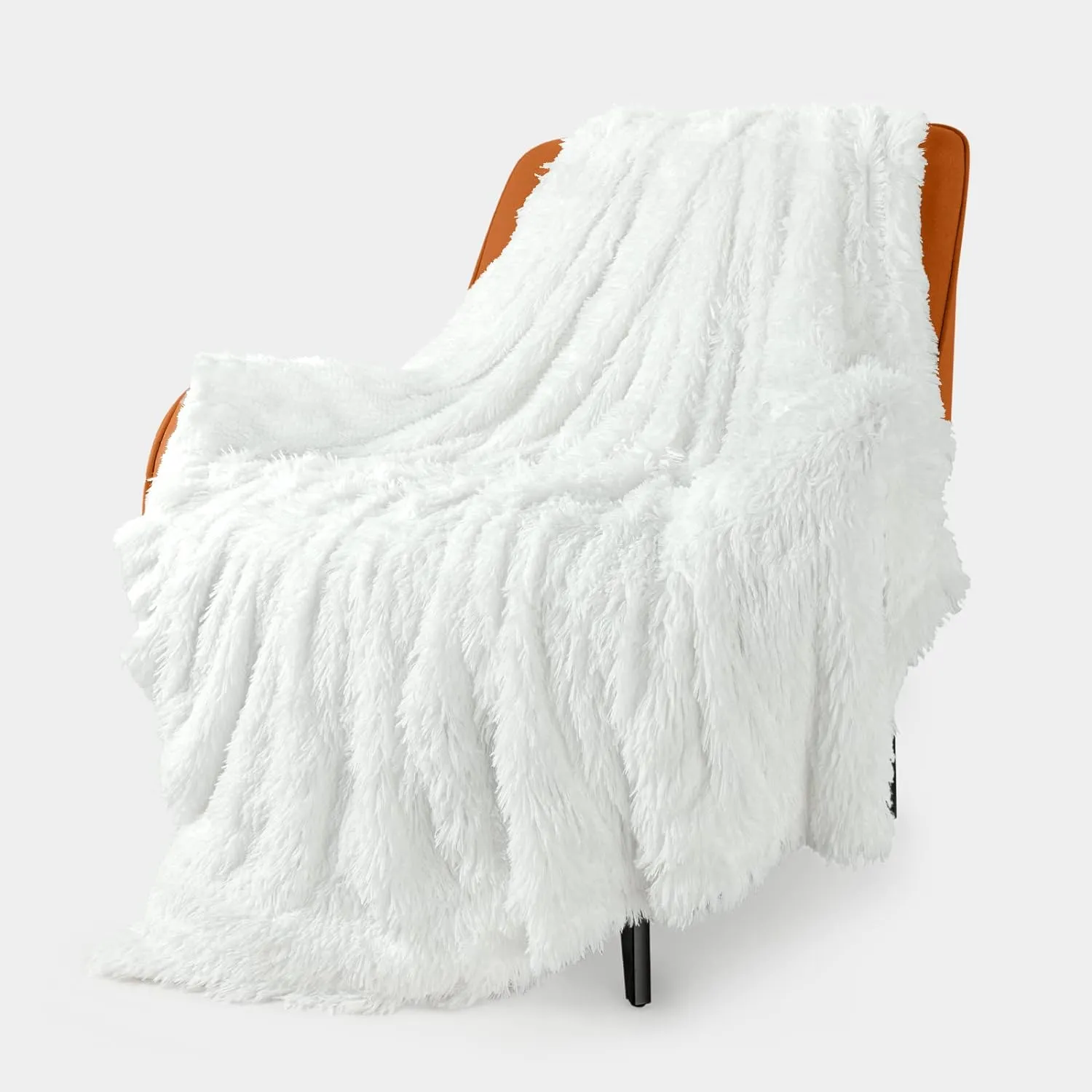 TOONOW Extra Soft Fuzzy Faux Fur Blanket Twin Size 70"x78", Reversible Lightweight Plush Fuzzy Cozy Soft Blankets and Throws for Couch Sofa Bed, Decorative Fluffy Plush Comfy Blanket, Pure White