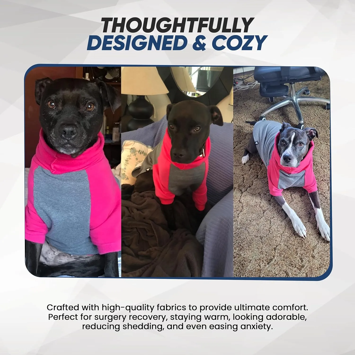 Tooth & Honey Pitbull Dog Sweater - Hot Pink & Grey (XX-Large)
