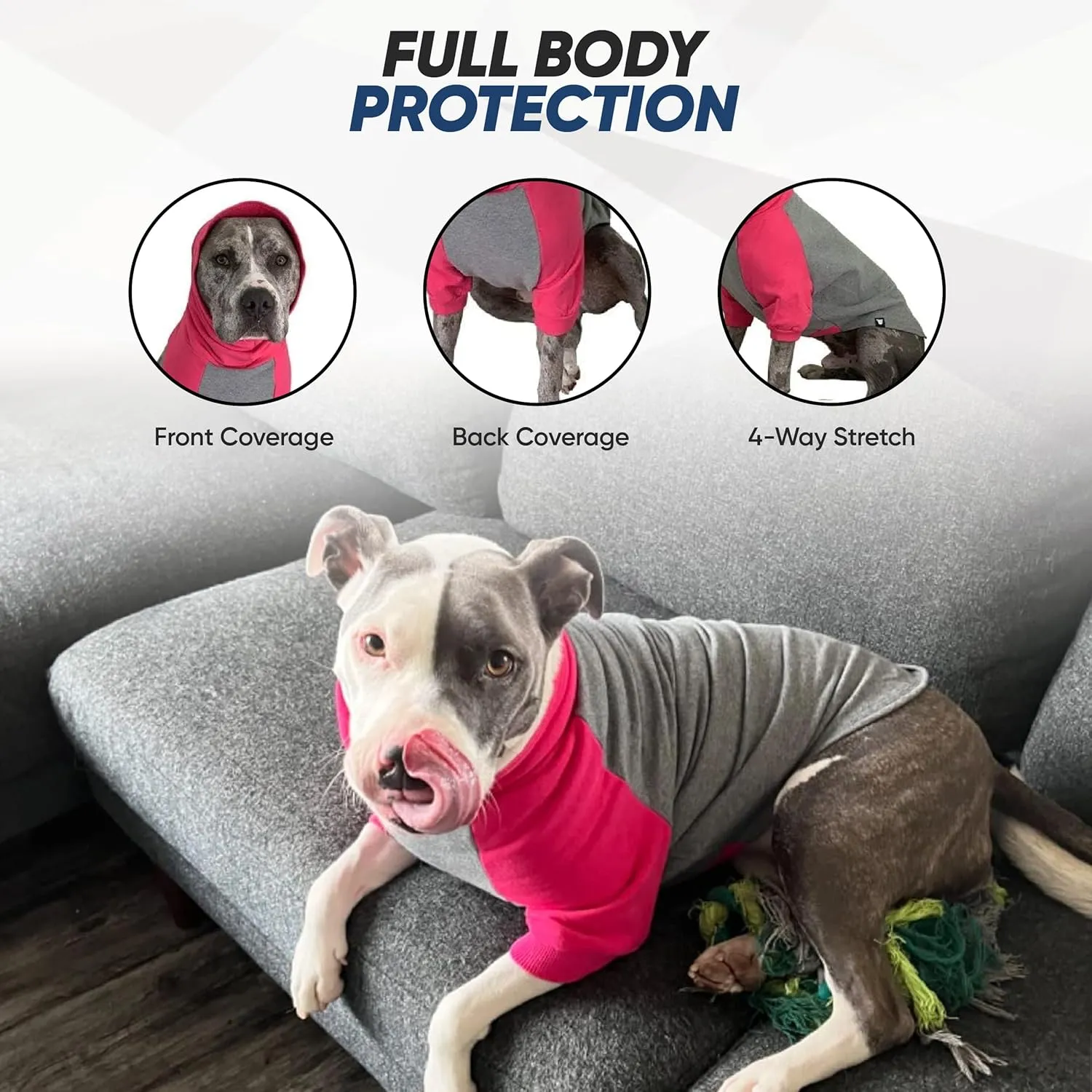 Tooth & Honey Pitbull Dog Sweater - Hot Pink & Grey (XX-Large)