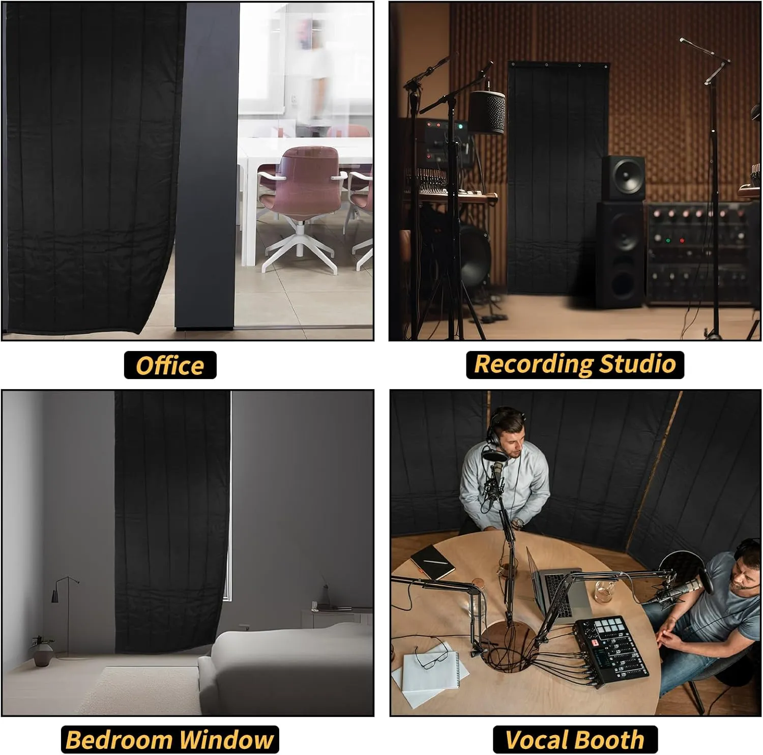 TroyStudio Thick Door Soundproofing Blanket, 37.5 x 86.6 x 0.8 inches Heavy Window Sound Barrier Sheet, Home Acoustic Dampening Curtain Divider, Wall Noise Blocker for Bedroom Music Recording Studio