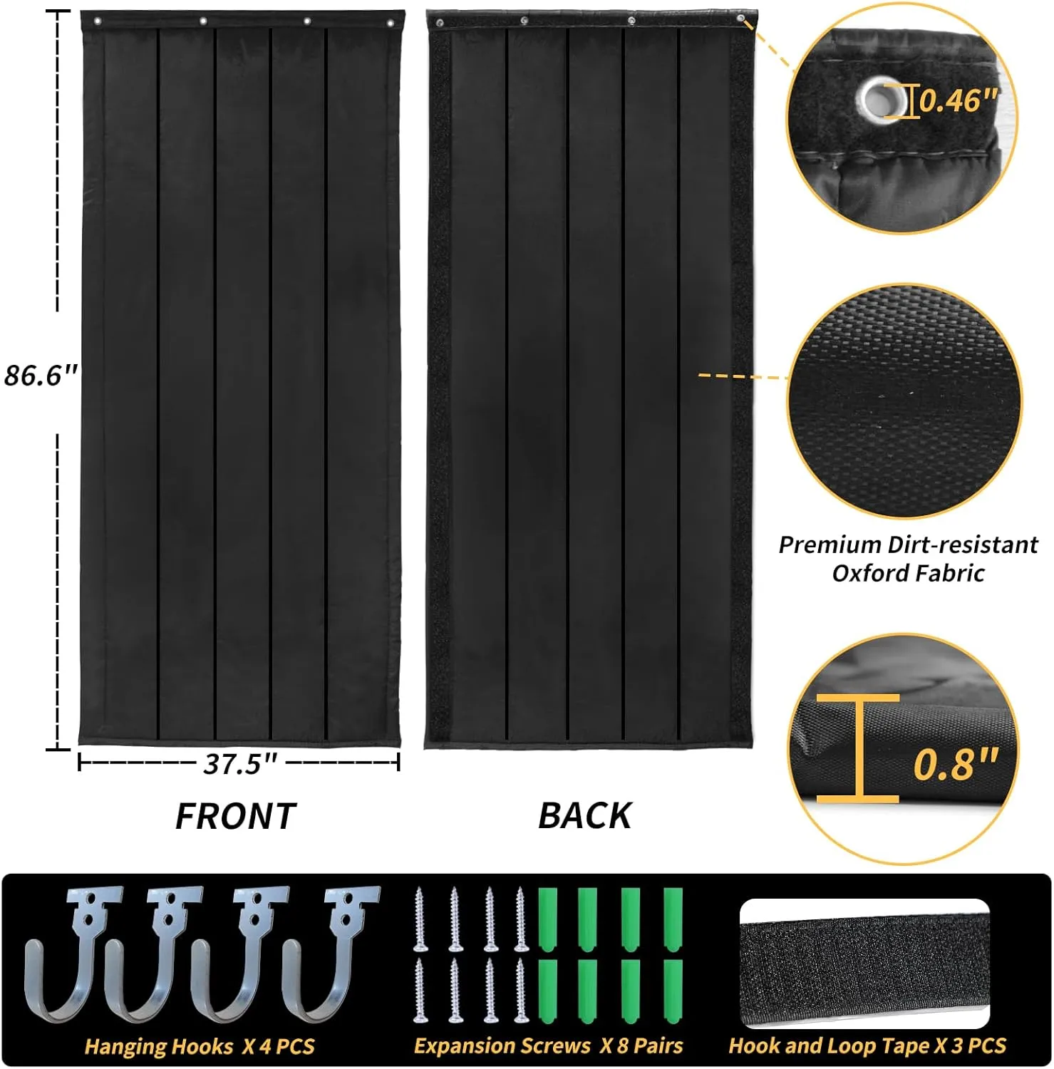 TroyStudio Thick Door Soundproofing Blanket, 37.5 x 86.6 x 0.8 inches Heavy Window Sound Barrier Sheet, Home Acoustic Dampening Curtain Divider, Wall Noise Blocker for Bedroom Music Recording Studio
