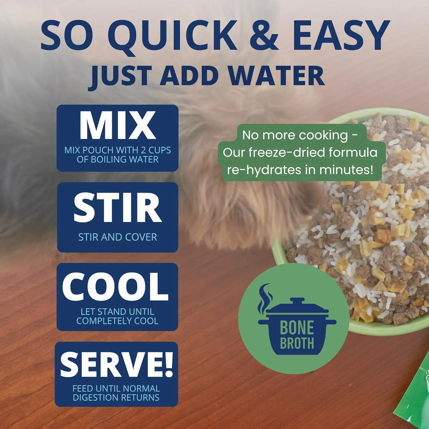 Under the Weather Bland Diet for Dogs | Easy to Digest for Sick Dogs | Always Be Ready | Contains Electrolytes - Natural Freeze Dried 100% Human Grade Meats| 2 Pack- Rice, Hamburger & Bone Broth - 6oz