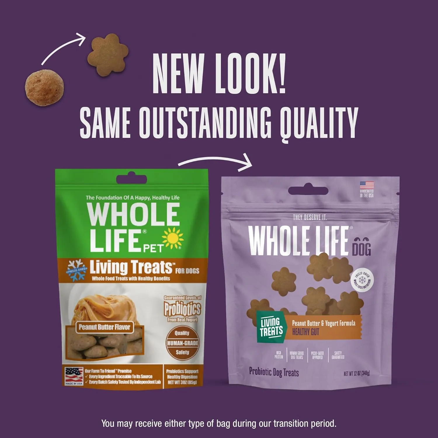 Whole Life Dog Living Treats for Dogs  Human Grade Probiotics for Digestive & Gut Health, Gas, Diarrhea, Vomit & Constipation Relief, Health Supplies - Peanut Butter, 12 oz (Pack of 1)